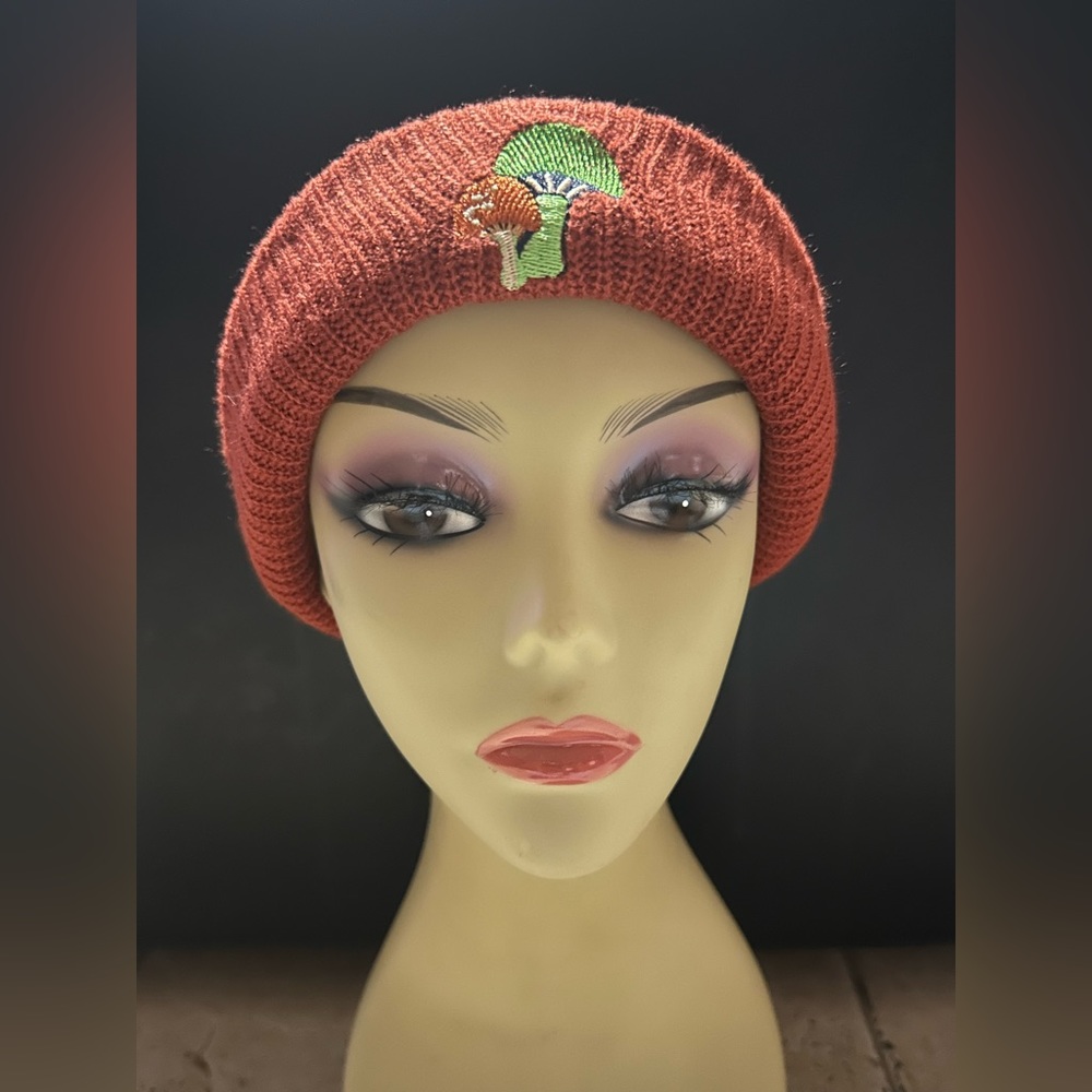 Urban Outfitters mushroom patch knit beanie, brand new